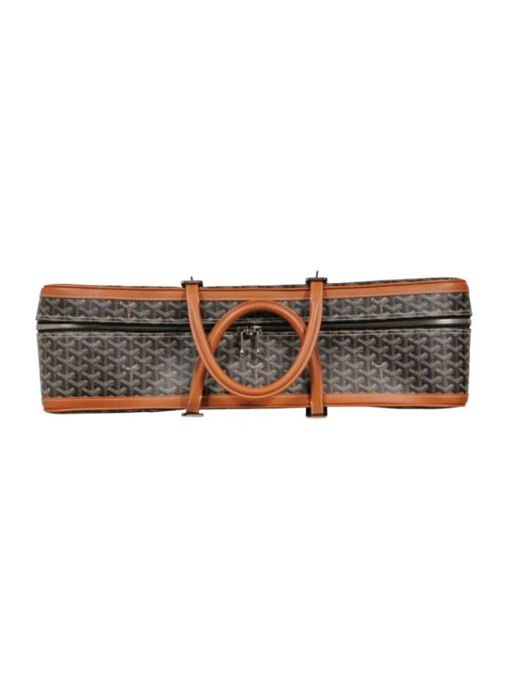 Goyard Brown Goyardine Canvas Leather Majordome 60 Travel Luggage Trunk Bag